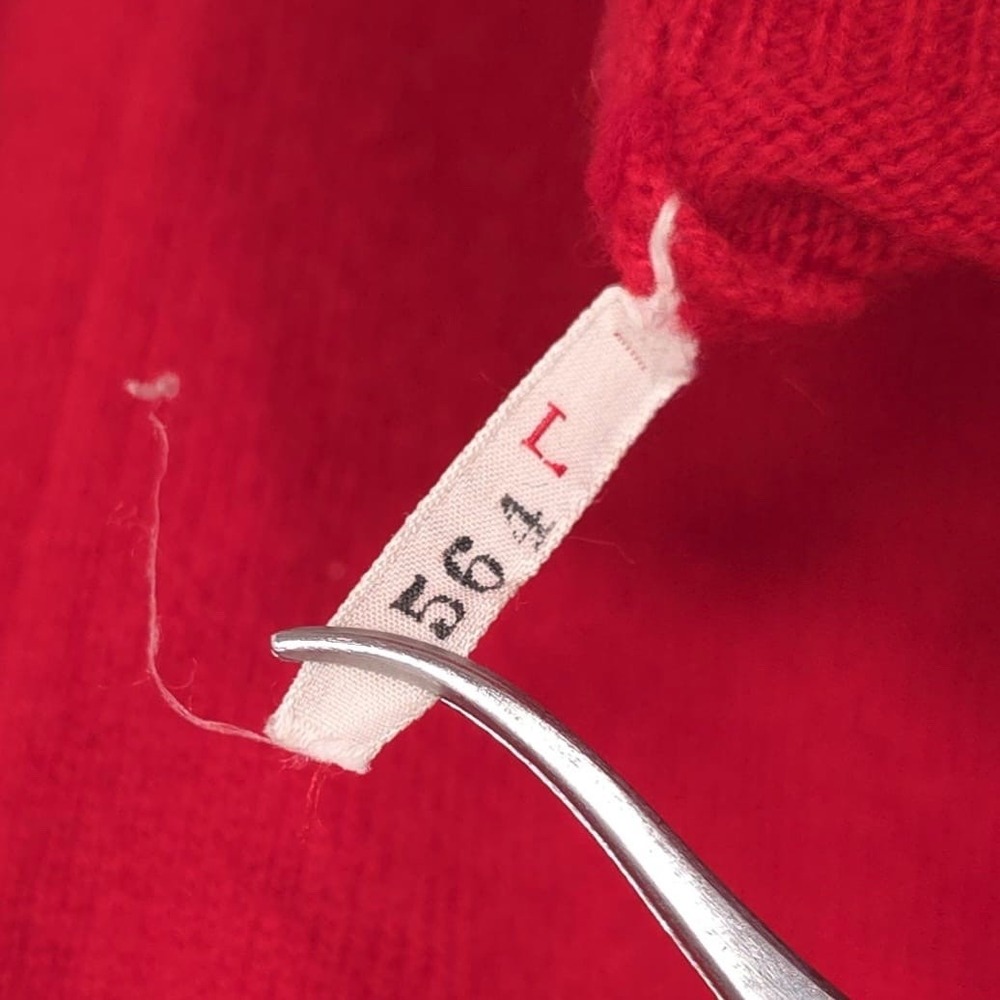 Neil Norman COLLECTION Size L 100% 2-ply CASHMERE Sweater Red Knit 564 Vintage - Picture 5 of 10